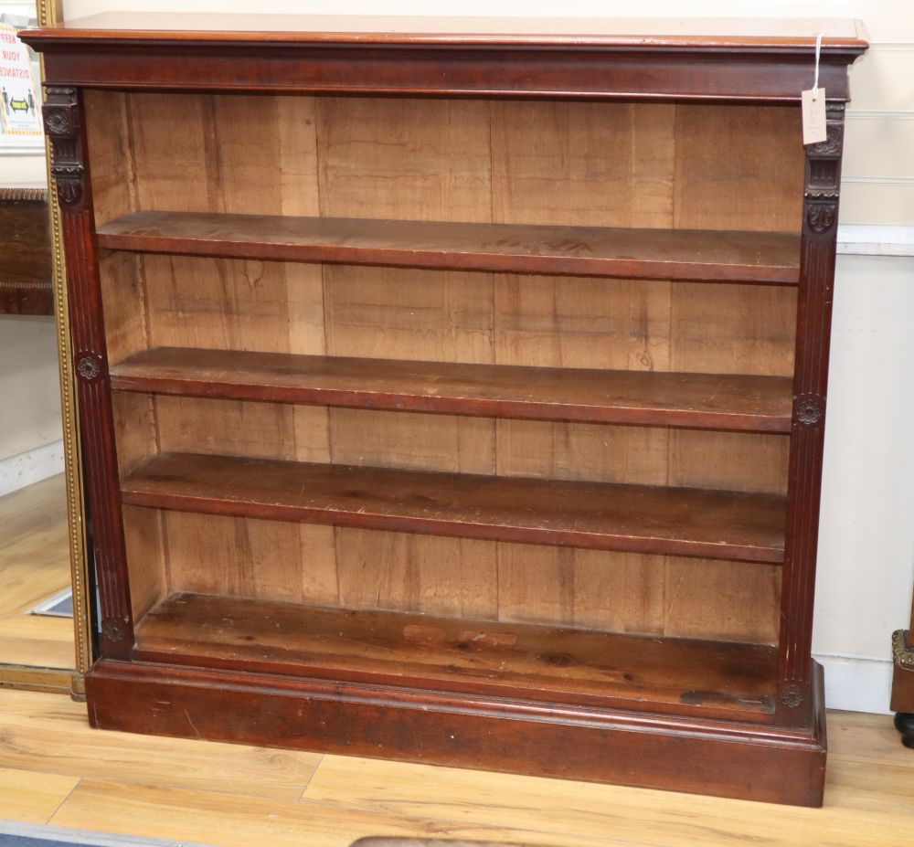 A Victorian mahogany open bookcase, W.122cm, D.28cm, H.117cm